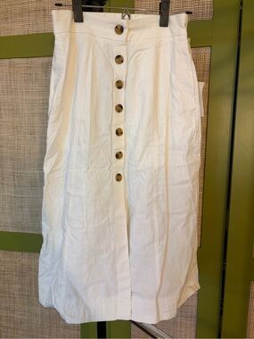 Universal Thread White Button-Front Midi Skirt NWT